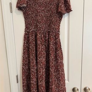 Madewell Burgundy Floral Midi Dress